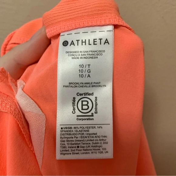 Athleta Brooklyn Ankle Pant Sunset Glow Coral Size 10 Tall NWOT New - Picture 15 of 15